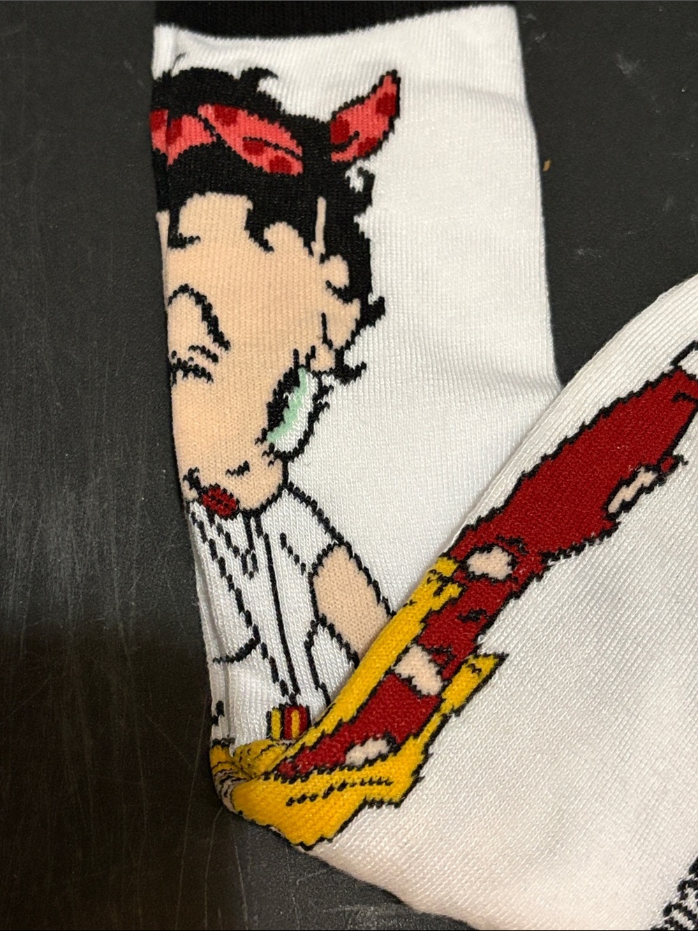 Betty Boop Red White Graphic Crew Socks Adult Shoe Size 9-13